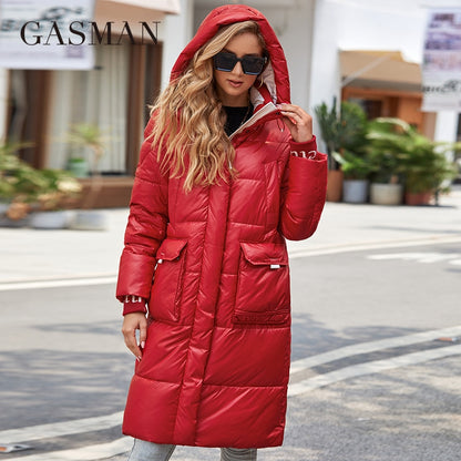 Women's down Jacket Long Classic zipper design Big Pocket Stand Collar Hooded Slim coat Women Parkas The Clothing Company Sydney