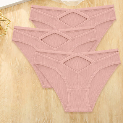 3 Pack Cotton Blend Panties Low-Rise Briefs Lingerie Front Cross Underpants Hollow Out Pantys Underwear The Clothing Company Sydney