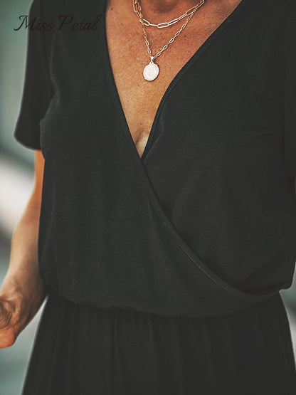 V-neck Short Sleeve Casual Long Jogger Pants Playsuit Summer Overalls Bodysuits Romper Jumpsuit The Clothing Company Sydney