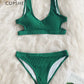 Feather Yarn Solid Bikini Set Plain Hollow out Padded Two Piece Swimwear Thong Swimsuits The Clothing Company Sydney