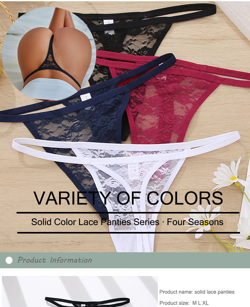 2 Pack Set Women's Lace Panties Low Waist G-String Underwear Solid Hollow Out Transparent Thong Soft Breathable Lingerie The Clothing Company Sydney