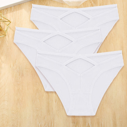 3 Pack Cotton Blend Panties Low-Rise Briefs Lingerie Front Cross Underpants Hollow Out Pantys Underwear The Clothing Company Sydney