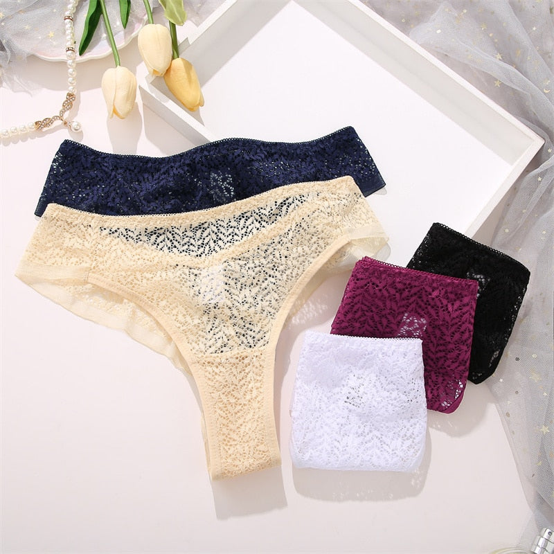 2 Pack Panties Lace Thongs Underwear Intimates Lingerie Low Waist T-Back Floral Hollow Out Ladies G-strings The Clothing Company Sydney