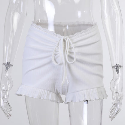 Summer Lace Suits Fashion Solid Tracksuit V-neck Costume Two Pieces (Tops+Shorts) Outwear Sets The Clothing Company Sydney