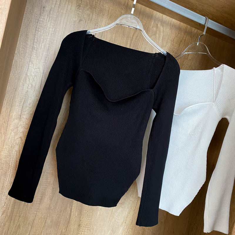 Square Collar Long Sleeve Knitted Pullover Spring Autumn Sweater Winter Top Jumper The Clothing Company Sydney