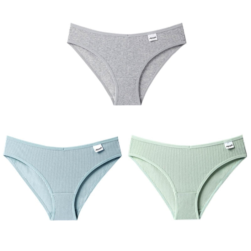 Panties Striped Cotton Underwear Solid Color Briefs Low-Rise Soft Panty Women Underpants Female Lingerie The Clothing Company Sydney