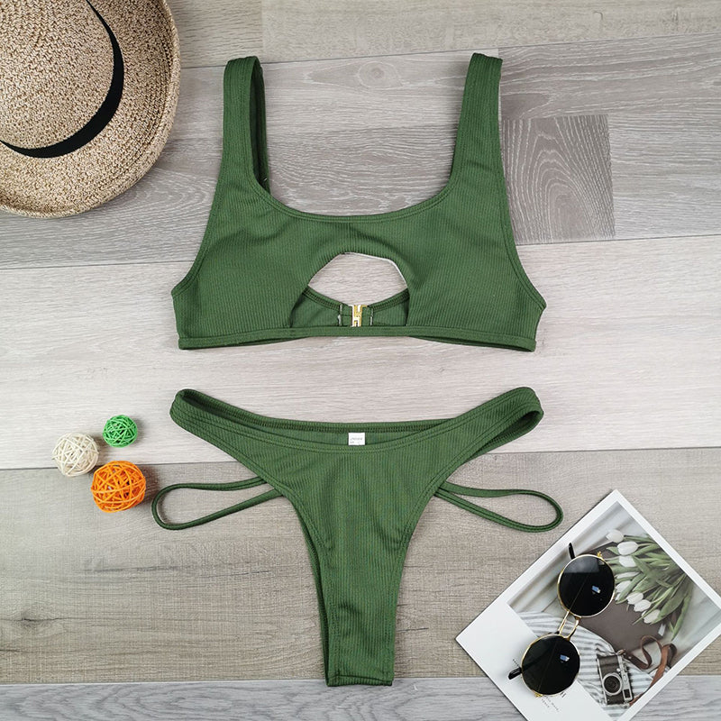 2 Piece Hollow Out Swimsuit High Cut Micro Swimwear Stylish Bathing Suit Beach Outfits Bikini Set The Clothing Company Sydney