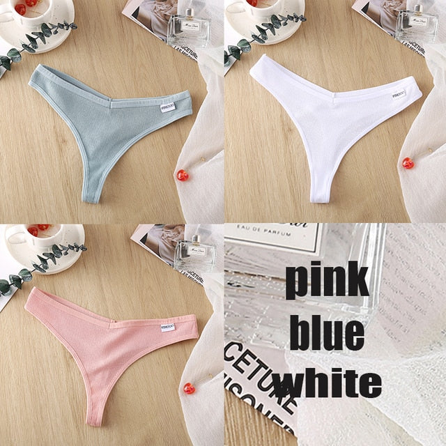 3 Pack 8 Colors Thong G-String Cotton Mix Thongs Panties V Waist Underpants Pantys Lingerie The Clothing Company Sydney