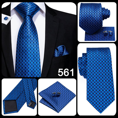 Business Tie for Men Silk Blue Tie Dots Necktie Set Plaid Cufflinks for Wedding Business Tie 150cm The Clothing Company Sydney