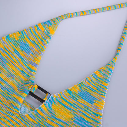 Rainbow Print Halter Cut Out Crop Top and Shorts 2 Piece Matching Set Club Fashion Outfits Loungewear Set The Clothing Company Sydney