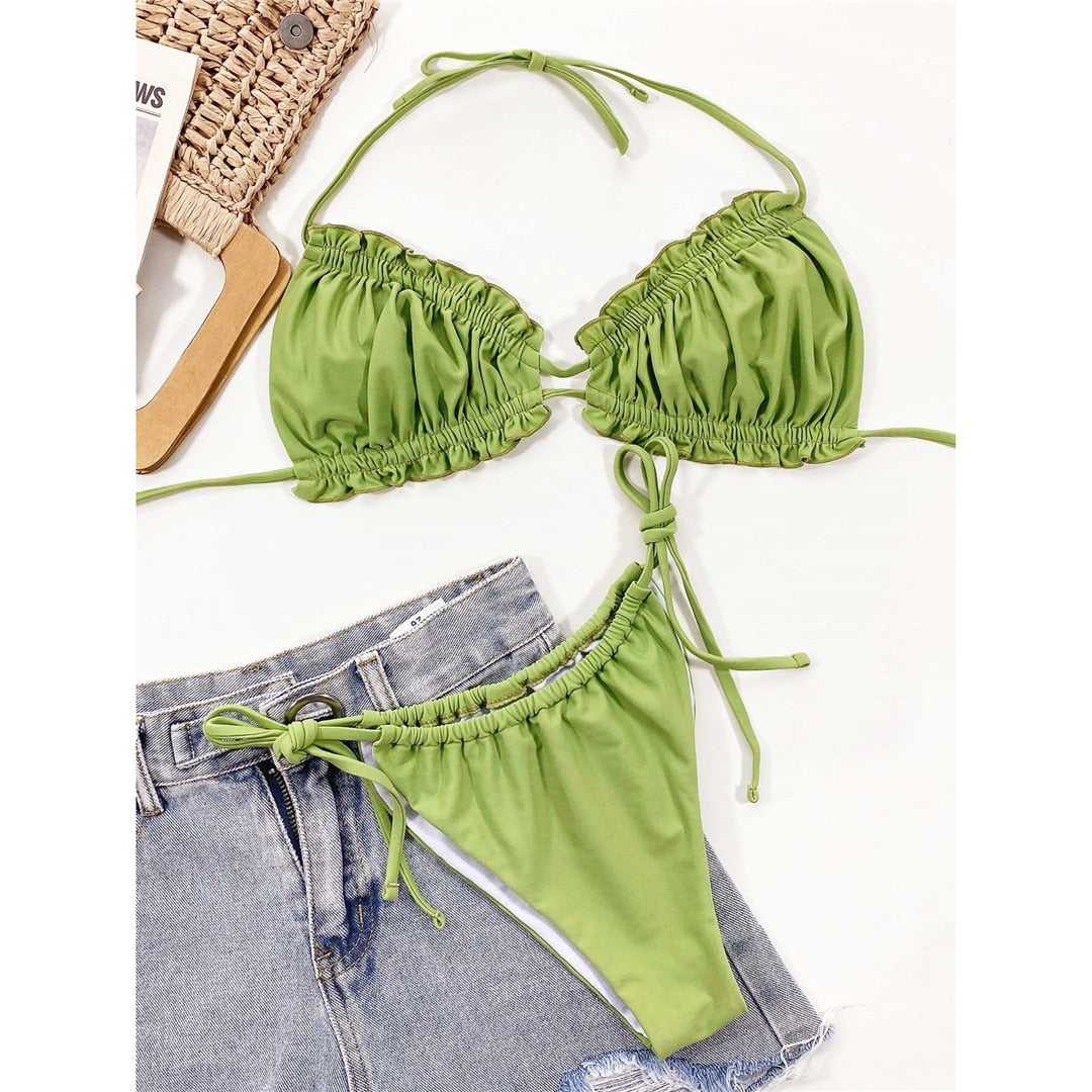 Ruffled Frilled Pleated Ruched Bikini Swimwear Swimsuit Two-piece Bikini set Bather Bathing Suit The Clothing Company Sydney