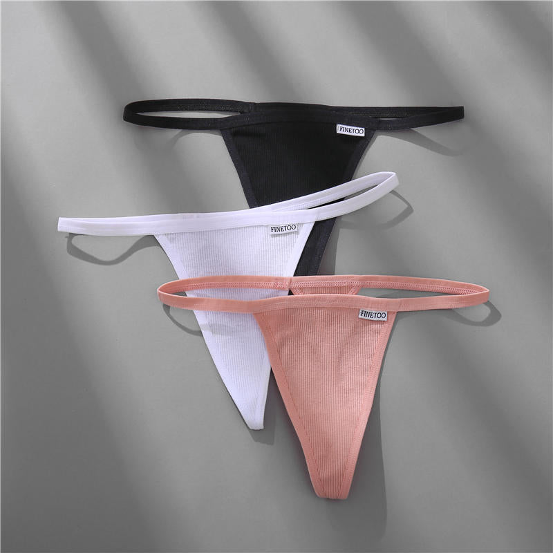 Women's Cotton Mix Underwear Ladies Thongs Panties Low Rise G-String Female T-Back Briefs Bikini Lingerie Solid Color Knickers The Clothing Company Sydney