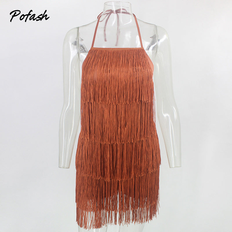 Solid Tassel Backless Playsuits Tie Halter Sleeveless Summer Club Party Rompers Slim Bodycon Jumpsuit The Clothing Company Sydney