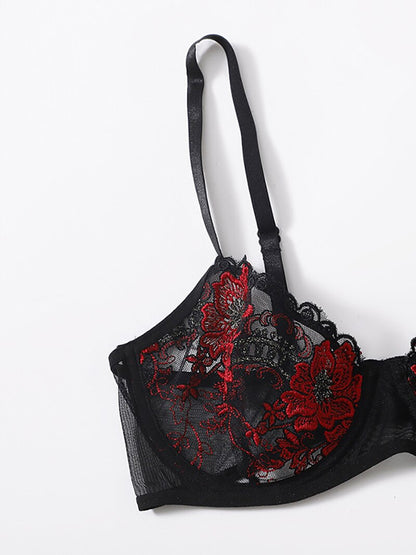 Lingerie woman 2 piece Floral Embroidery Lingerie Set Lace Underwear Set Underwire Push Up Bra Underwear The Clothing Company Sydney