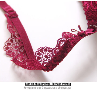 2 Piece underwear Set Lace Push-up Bra And Panty Sets Bow Comfortable Brassiere Bra Adjustable Deep V Lingerie The Clothing Company Sydney