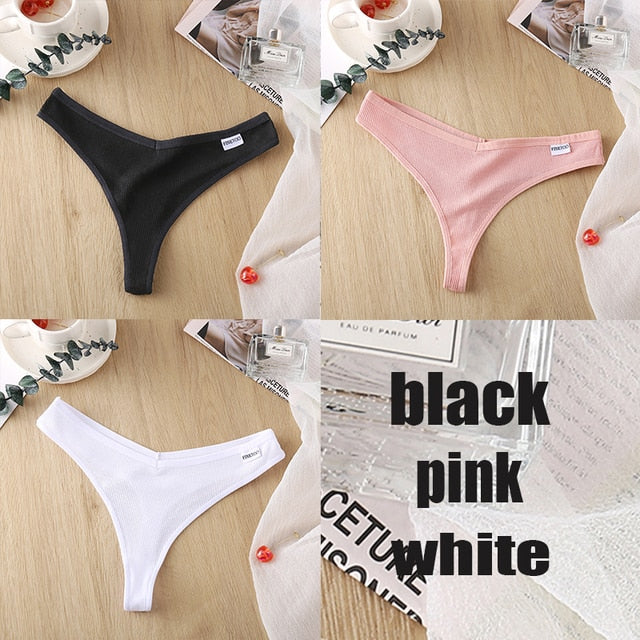 3 Pack 8 Colors Thong G-String Cotton Mix Thongs Panties V Waist Underpants Pantys Lingerie The Clothing Company Sydney