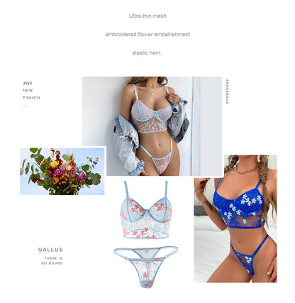 Sensual Lingerie Woman Floral Bra Set Erotic Lingerie Set Woman 2 Pieces Sexy Lace Women's Underwear Set Brief Sets The Clothing Company Sydney