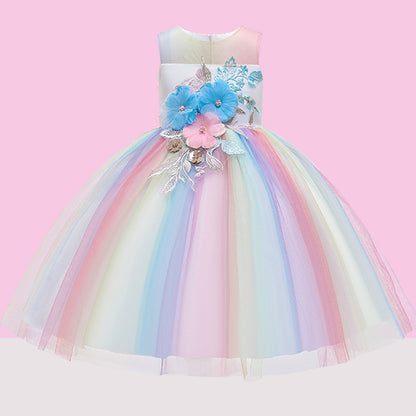 Embroidery Flower Wedding Evening Children Clothing Princess Party Kids Dresses for Girls Birthday Party Lace Flower Ball Gown The Clothing Company Sydney