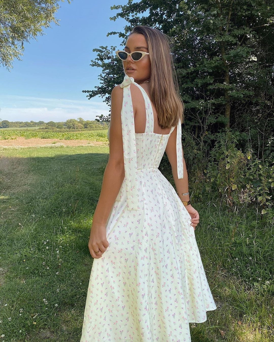 Floral Print Cottagecore Sleeveless Strap Midi Dresses Party Club Backless Elegant Split Dress The Clothing Company Sydney