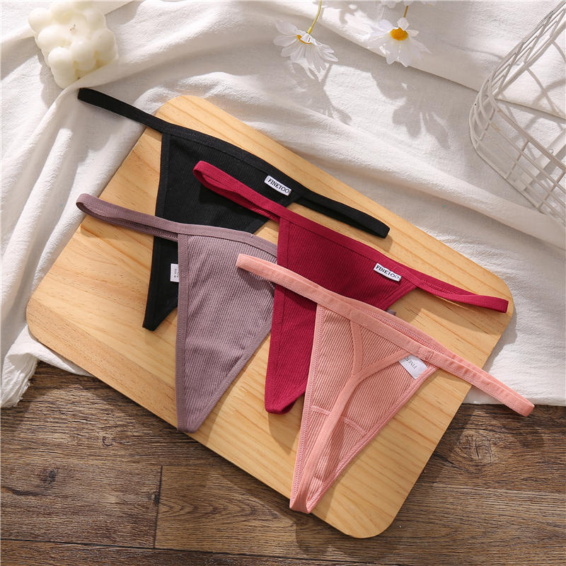 Women's Cotton Mix Underwear Ladies Thongs Panties Low Rise G-String Female T-Back Briefs Bikini Lingerie Solid Color Knickers The Clothing Company Sydney