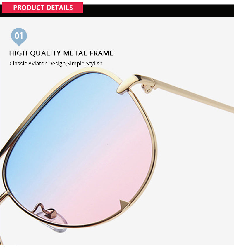 Classic Metal Aviation Sunglasses Women Fashion Alloy Pilot Sun Glasses Men Gradient Lens Driving Shades Ladies UV400 The Clothing Company Sydney