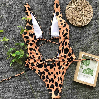 Bandage Wrap Around Tummy Cut Out Deep V Monokini One Piece Swimsuit Swimwear Bather Bathing Suit - The Clothing Company Sydney