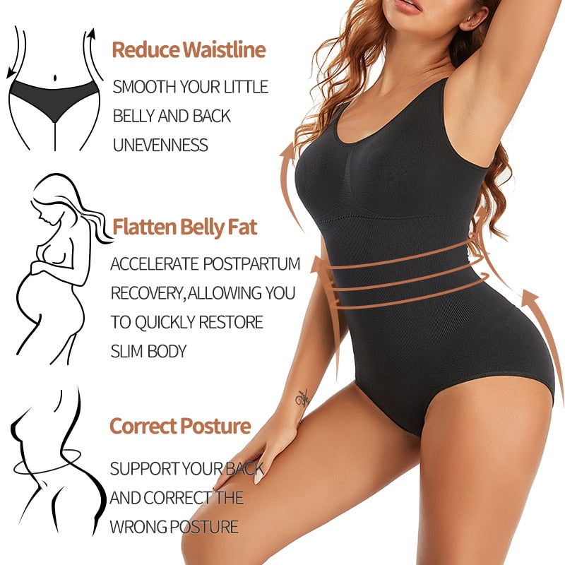Women Bodysuit Shapewear Abdomen Slimming Sheath Seamless Body Shaper Belly  Reducing Shapers Waist Trainer Push Up Corset Tops