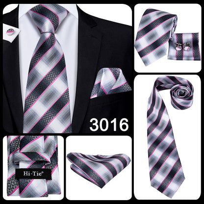 3 Piece Business Classic Blue Black Striped Solid Neck Tie Necktie Pocket Square Cufflinks Wedding Party Silk Tie Set The Clothing Company Sydney