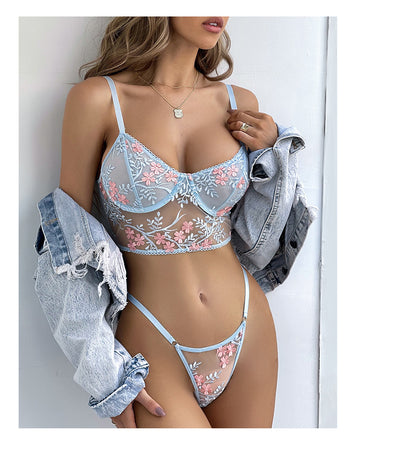 Sensual Lingerie Woman Floral Bra Set Erotic Lingerie Set Woman 2 Pieces Sexy Lace Women's Underwear Set Brief Sets The Clothing Company Sydney