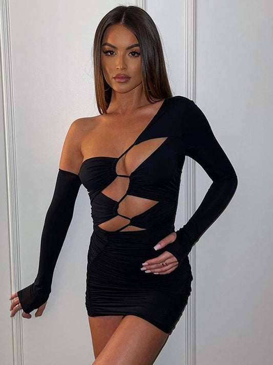 Chic Fashion Long Sleeve Cut Out Bandage Mini Dress Outfit Club Party Bodycon Dress The Clothing Company Sydney