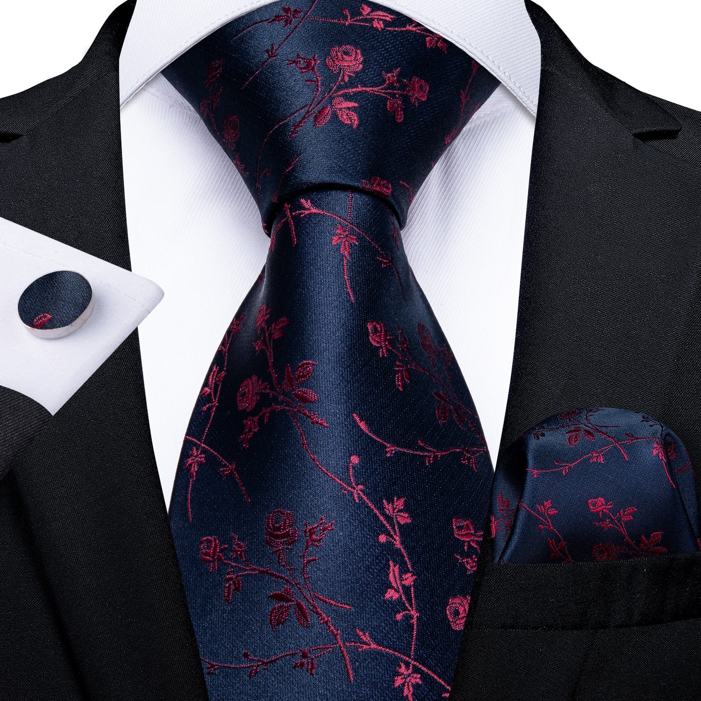 3 Piece Classic 100% Silk Men's Ties 8cm Blue Plaid Dot Striped Business Necktie Handkerchief Wedding Party Tie Set The Clothing Company Sydney