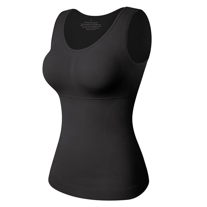 Tank Top Shapewear with Built in Bra Shelf Bra Casual Wide Strap Basic Camisole Sleeveless Top Shaper with Removable Bra The Clothing Company Sydney