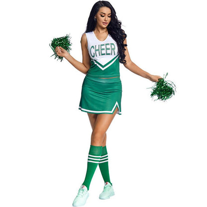 School College Cheerleading Uniform Suit Fancy Dress Outfit Tops with Skirt Socks Pompoms Set Cheerleader Sports Costume The Clothing Company Sydney