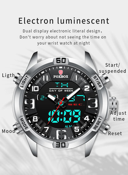 Foxbox Sport Mens Watches Top Brand Luxury Dual Display Quartz Watch For Men Military Waterproof Digital Electronic Watch The Clothing Company Sydney