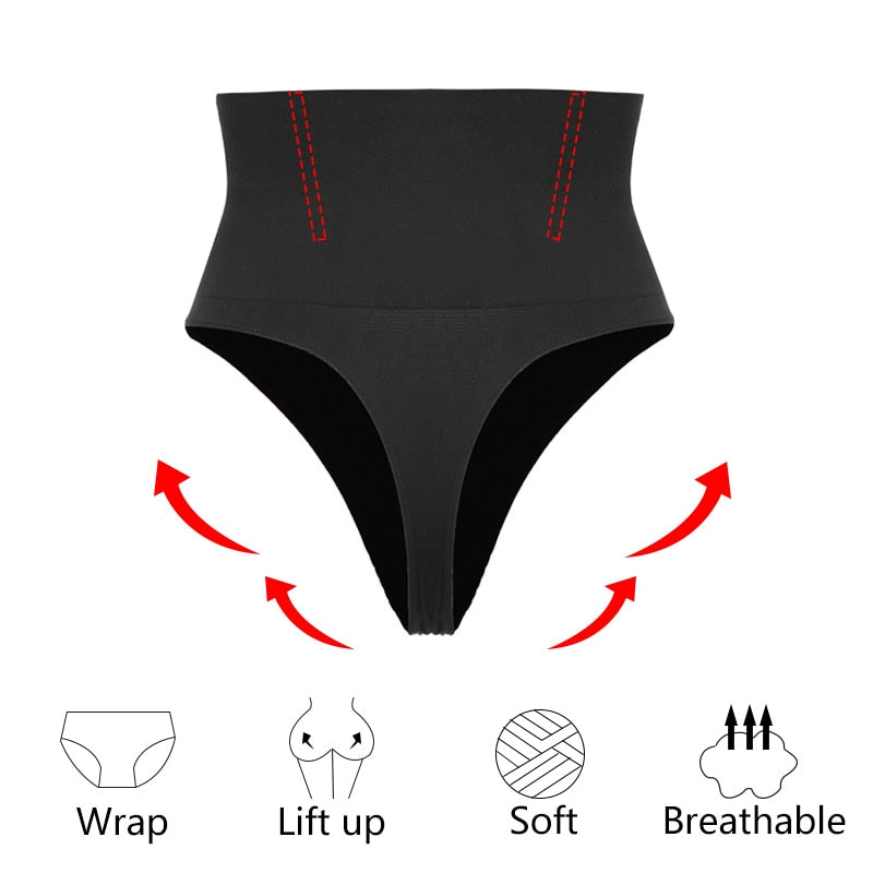Black Women Waist Cincher Thong Panty Shaper High Waist Tummy Control  Panties Slimming Underwear Butt Lifter
