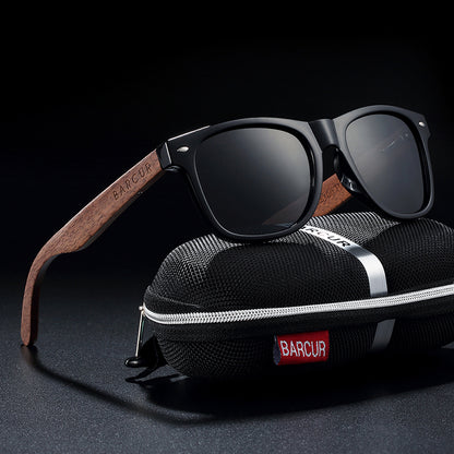 Designer Black Walnut Wood Polarized Sunglasses Men Glasses UV400 Protection Eyewear The Clothing Company Sydney
