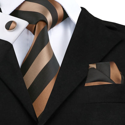 3 Piece Business Classic Blue Black Striped Solid Neck Tie Necktie Pocket Square Cufflinks Wedding Party Silk Tie Set The Clothing Company Sydney