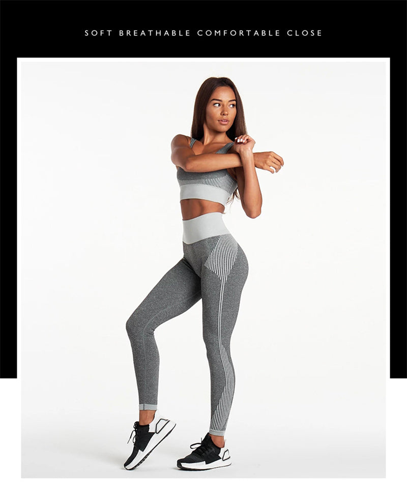 Seamless Yoga Set Women Dry Fit Two 2 Piece Tight Crop top Bra Legging Sportsuit Workout Outfit Fitness Wear Gym Set The Clothing Company Sydney