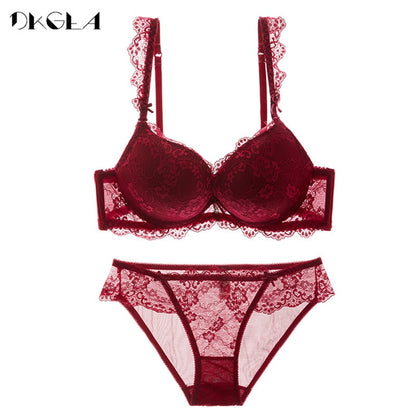 2 Piece underwear Set Lace Push-up Bra And Panty Sets Bow Comfortable Brassiere Bra Adjustable Deep V Lingerie The Clothing Company Sydney