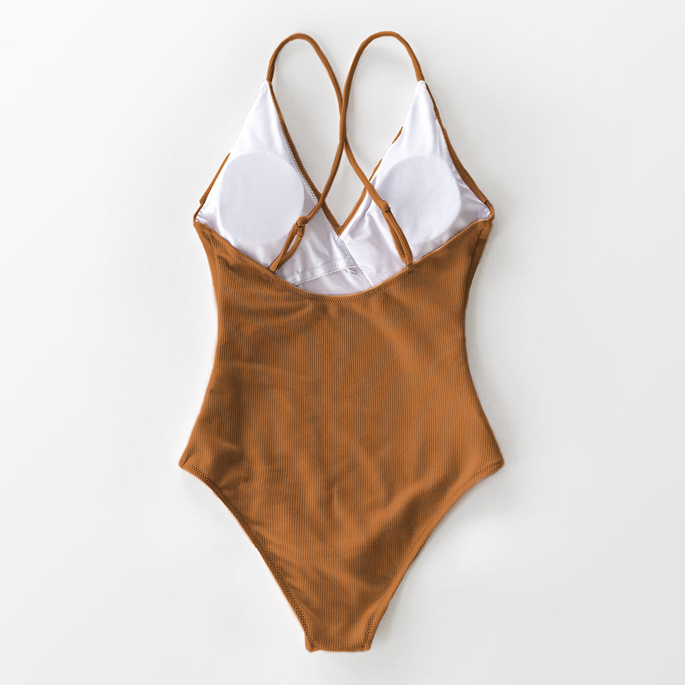 Solid One-piece Swimsuit Falbala V neck Ruffle Monokini  Beach Bathing Suit Swimwear The Clothing Company Sydney