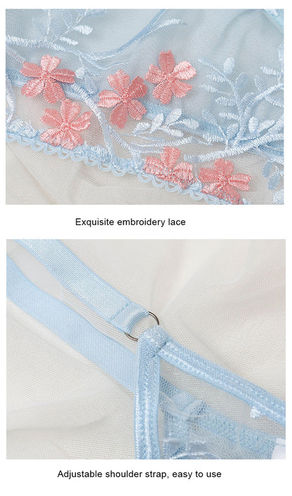 Embroidery Lingerie Set Women  2 Pieces Sensual Lingerie Woman Floral Bra Set Lace Underwear Brief Sets The Clothing Company Sydney
