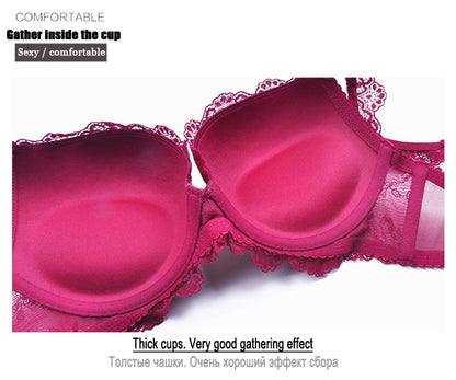 2 Piece underwear Set Lace Push-up Bra And Panty Sets Bow Comfortable Brassiere Bra Adjustable Deep V Lingerie The Clothing Company Sydney