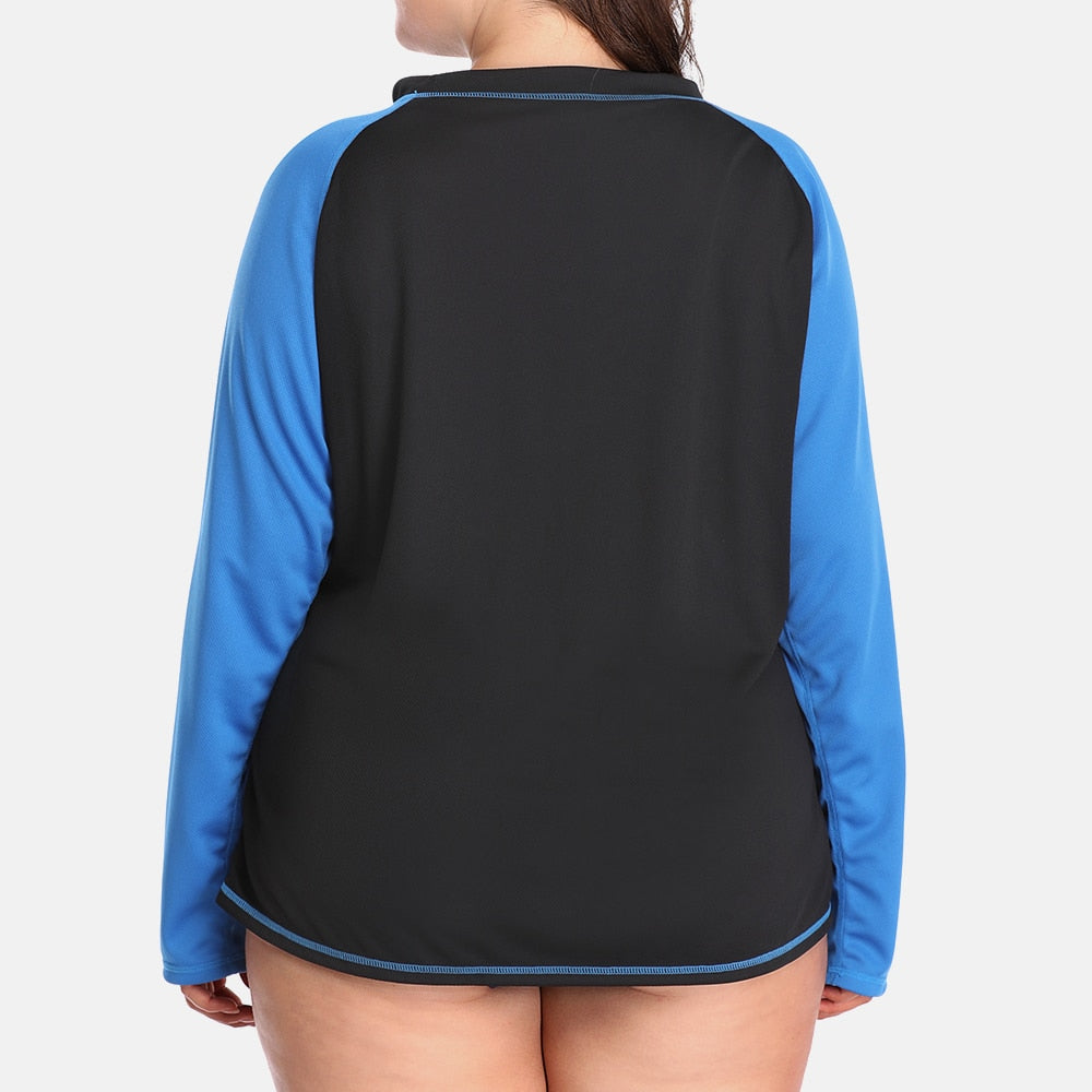 Women's Plus Size Long Rashguard Top UPF 50+ Diving Surf Swimwear Shirts Rash Guard Swimsuit Colorblock Beach Wear The Clothing Company Sydney