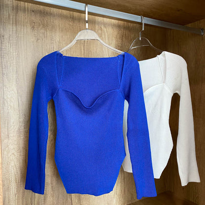 Square Collar Long Sleeve Knitted Pullover Spring Autumn Sweater Winter Top Jumper The Clothing Company Sydney