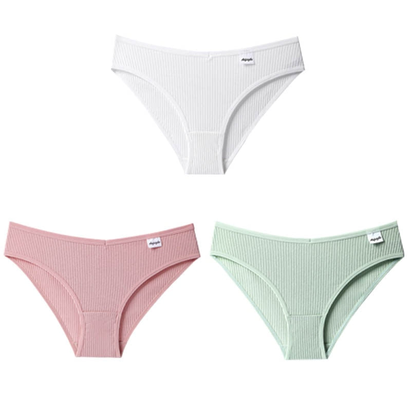 Panties Striped Cotton Underwear Solid Color Briefs Low-Rise Soft Panty Women Underpants Female Lingerie The Clothing Company Sydney