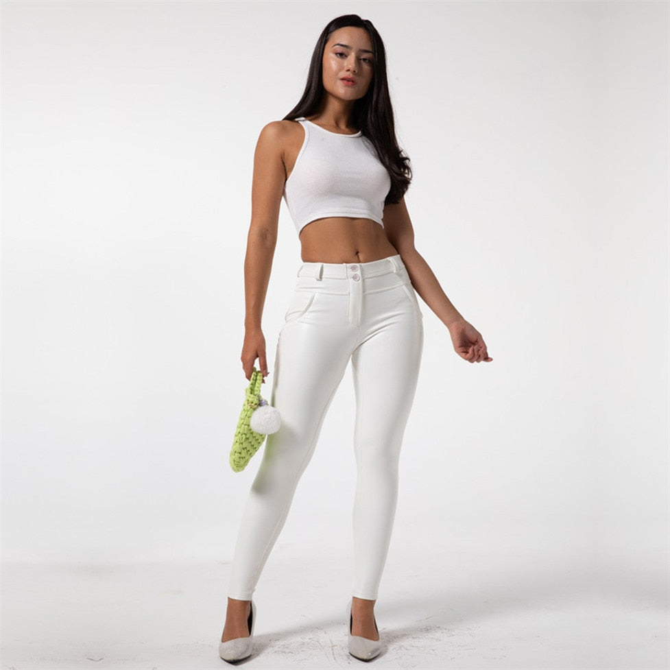 Faux Leather Leggings White Fleece Lined Jeggings Ladies Winter Women's Warm Push Up  Casual Pants The Clothing Company Sydney