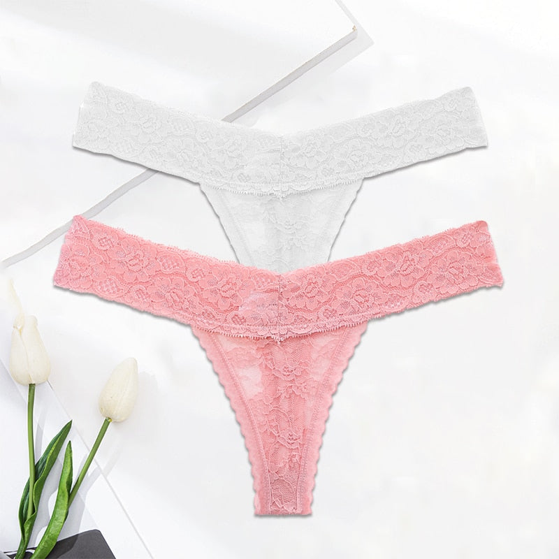 2 Pack Lace G-string Thong Panties Floral Underwear Transparent Underpants Lingerie Briefs The Clothing Company Sydney