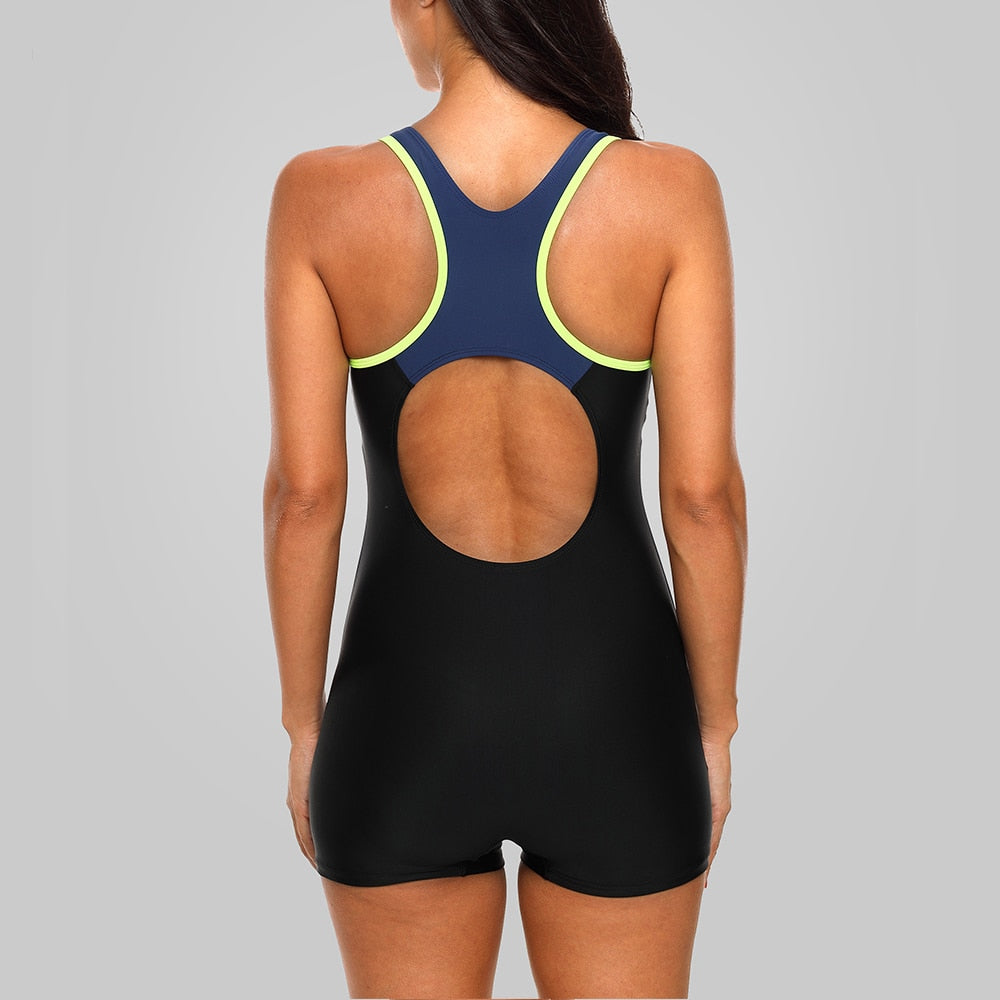 One-piece Sports Swimwear Sport Swimsuit Colorblock Open Back Beach Wear Fitness Bathing Suits The Clothing Company Sydney