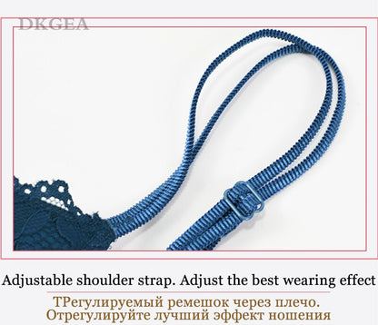 2 Piece Embroidery Underwear Set Lace Blue Brassiere A B C Cup Push Up Bra and Panties Set Brand Lingerie Deep V Bra The Clothing Company Sydney