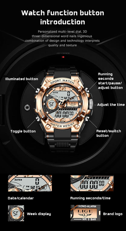 Digital Men Military Watch 50m Waterproof Wristwatch LED Quartz Clock Sport Watch Male Big Watches The Clothing Company Sydney